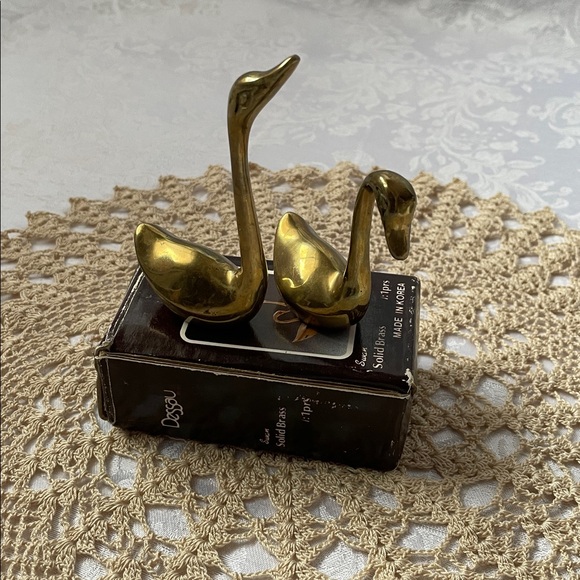 Dessau Other - Vintage 1985 Elegant Solid Brass Gold Swan Figurines